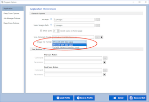 Application Preferences - Image File Format