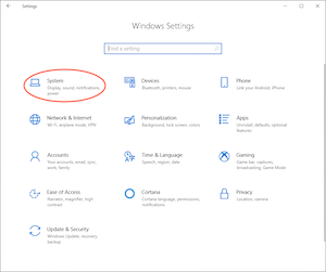 Windows Settings Dialog
